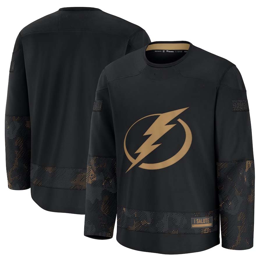 TB.Lightning Supporters 2024 Military Appreciation Practice Jersey - Black Stitched American Hockey Jerseys