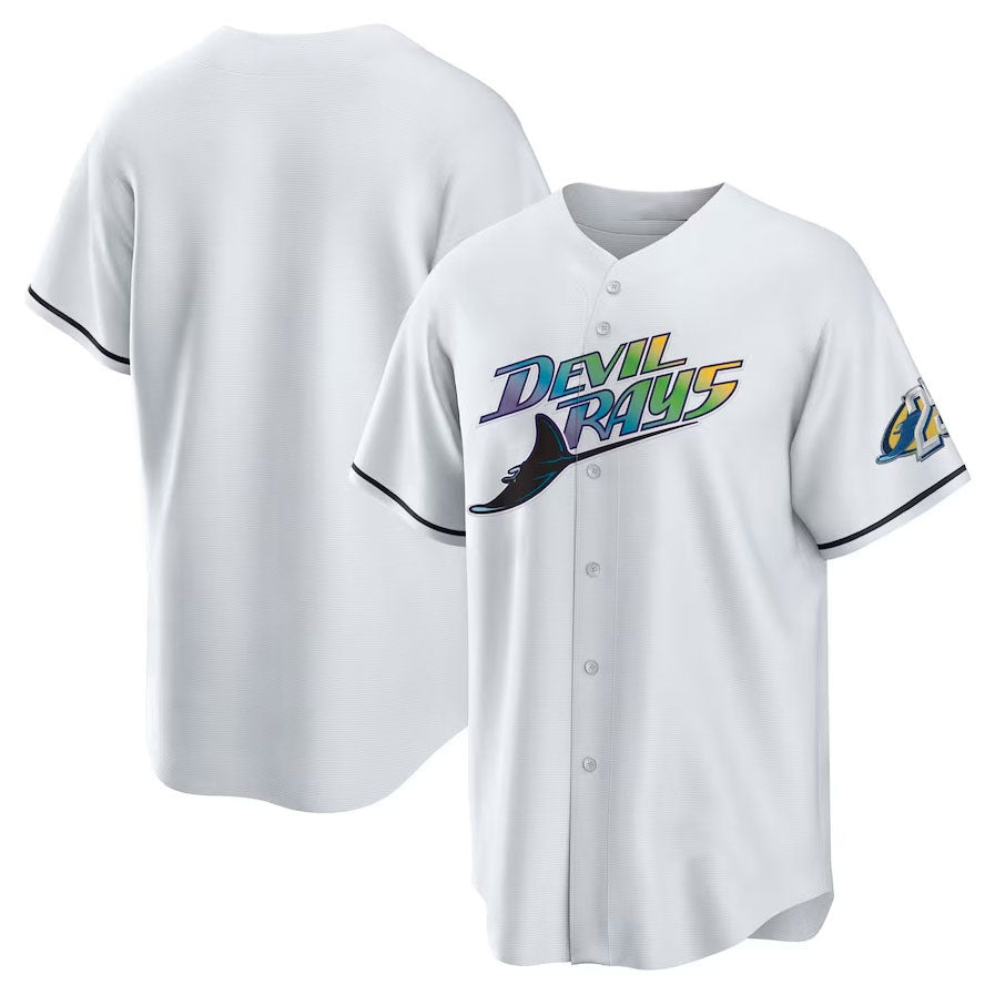 Tampa Bay Rays 25th Anniversary Home Replica Team Jersey - White Stitched Baseball Jersey