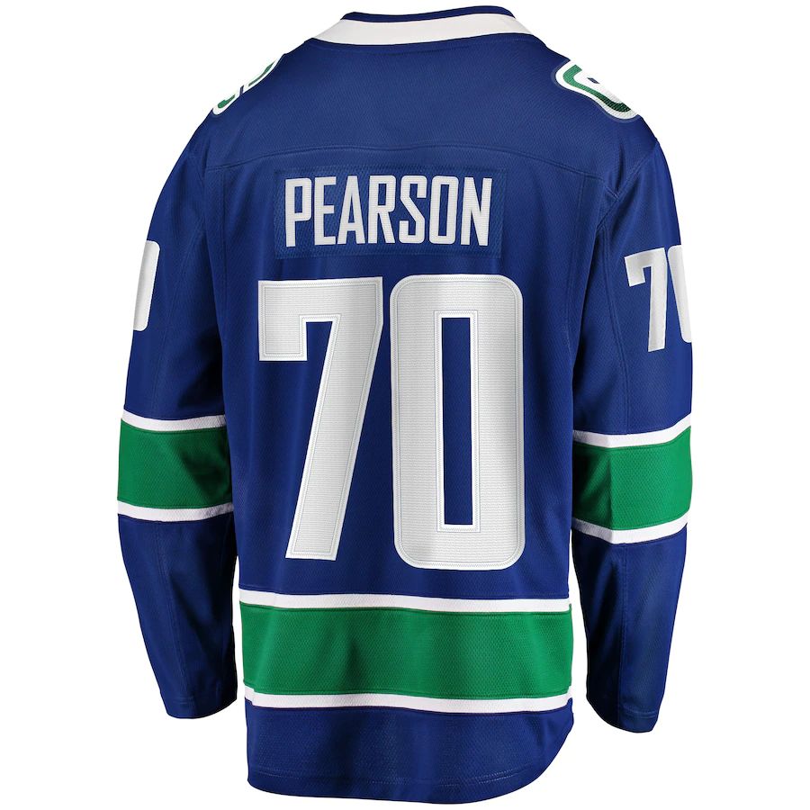V.Canucks #70 Tanner Pearson Supporters Branded Home Breakaway Player Jersey Blue Stitched American Hockey Jerseys