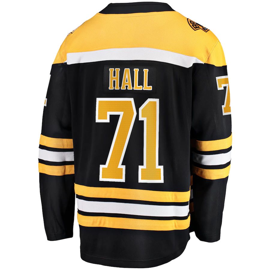 B.Bruins #71 Taylor Hall Supporters Branded Home Premier Breakaway Player Jersey Black Stitched American Hockey Jerseys