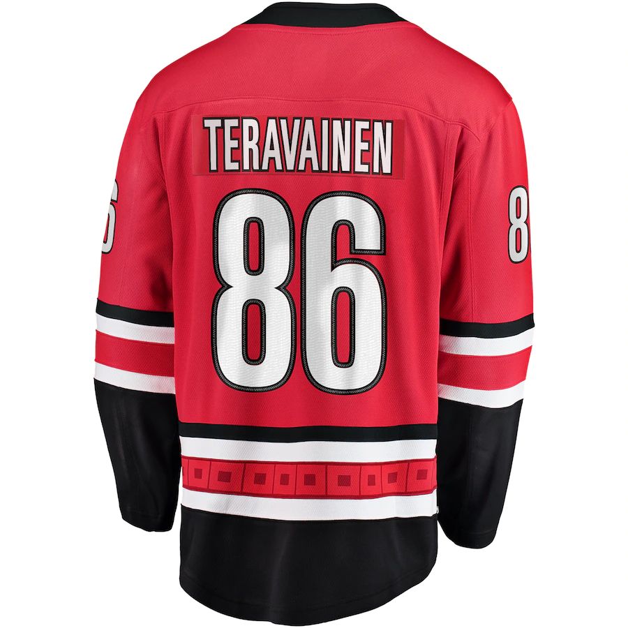 C.Hurricanes #86 Teuvo Teravainen Supporters Branded Breakaway Player Jersey  Red Stitched American Hockey Jerseys