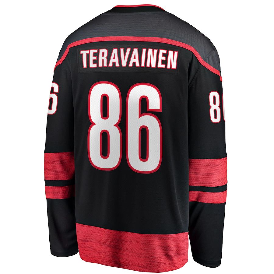 C.Hurricanes #86 Teuvo Teravainen Supporters Branded Home Breakaway Player Jersey Black Stitched American Hockey Jerseys