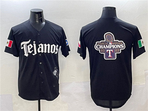 Texas Rangers Team Big Logo Black Mexico 2025 Vapor Premier Limited Stitched Baseball Jerseys