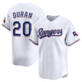 Texas Rangers #20 Ezequiel Dur¨¢n Home Limited Player Jersey - White Stitched Baseball Jersey