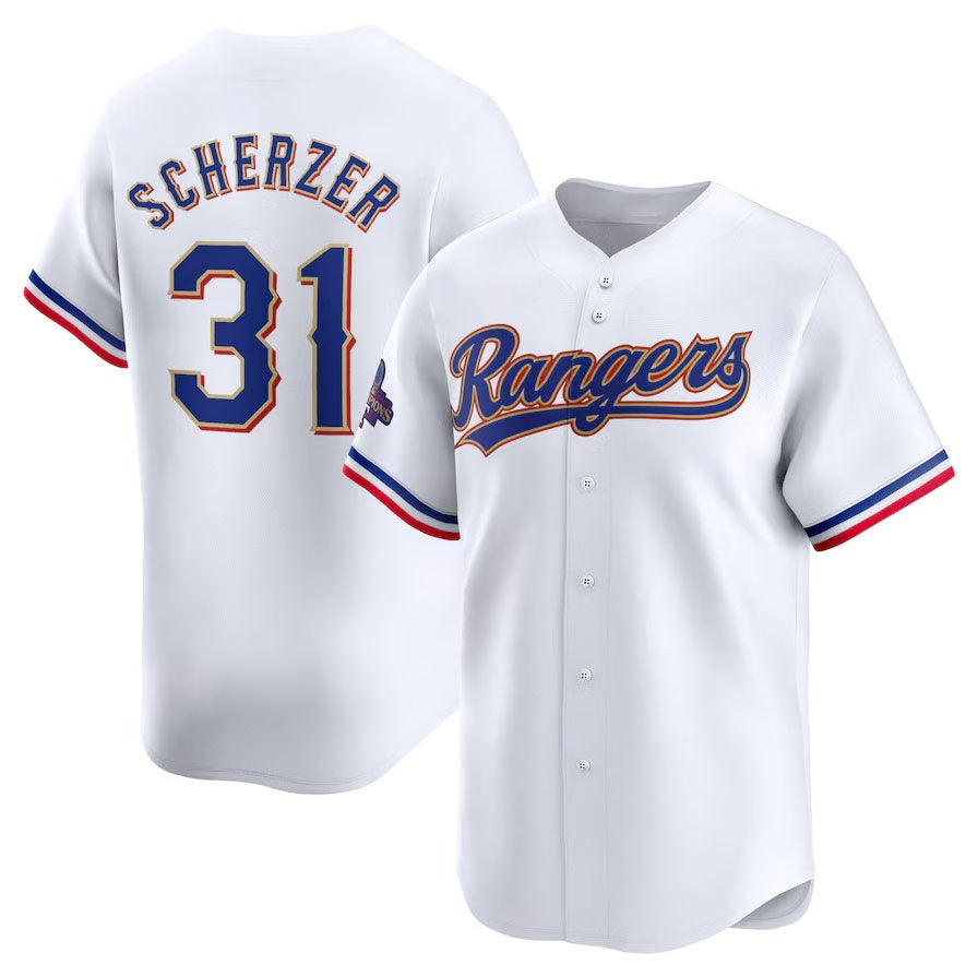 Texas Rangers #31 Max Scherzer 2024 Gold Collection Limited Player Jersey ¨C White Baseball Jerseys