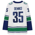 V.Canucks #35 Thatcher Demko Supporters Authentic Autographed White Jersey Stitched American Hockey Jerseys