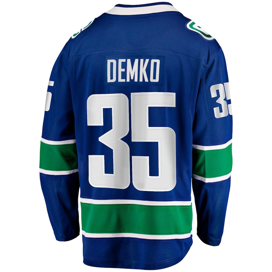 V.Canucks #35 Thatcher Demko Supporters Branded Home Breakaway Jersey  Blue Stitched American Hockey Jerseys