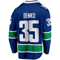 V.Canucks #35 Thatcher Demko Supporters Branded Home Breakaway Jersey  Blue Stitched American Hockey Jerseys