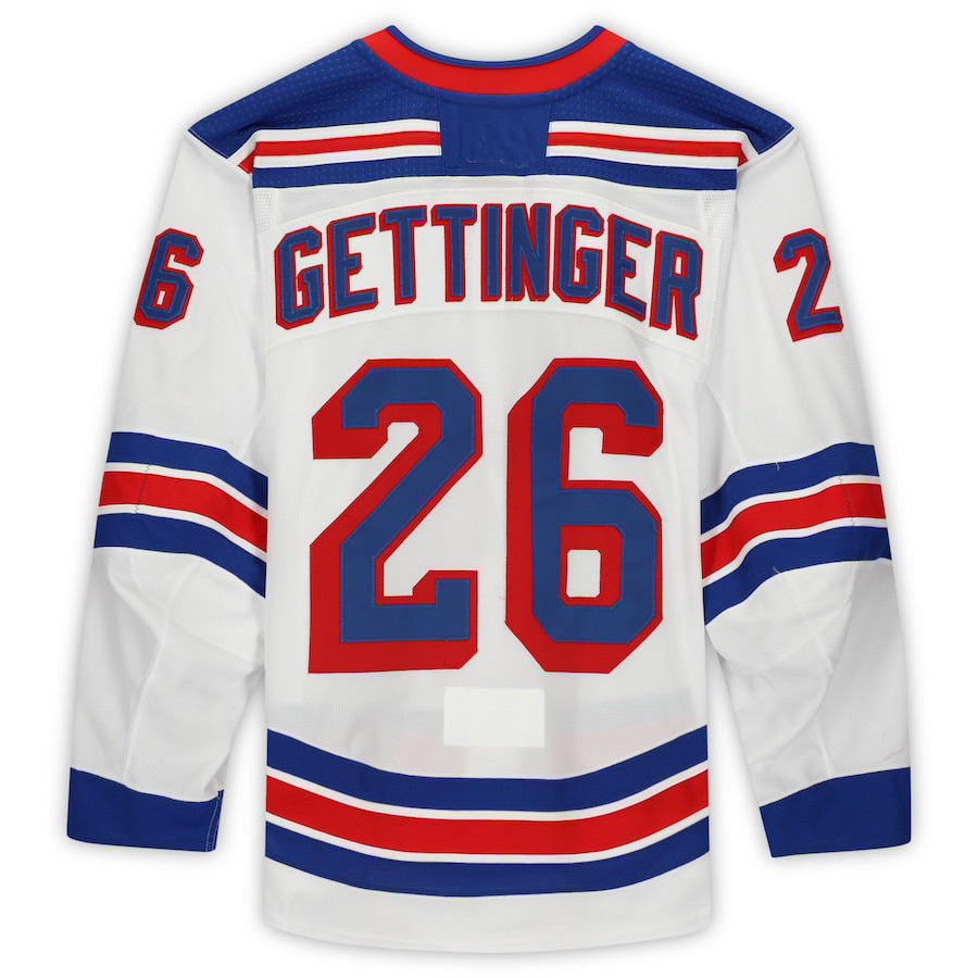 NY.Rangers #26 Tim Gettinger Supporters Authentic Game-Used White Stitched American Hockey Jerseys