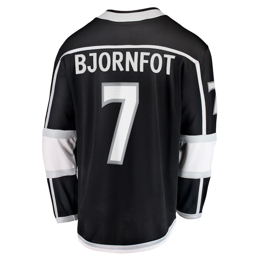 LA.Kings #7 Tobias Bjornfot Supporters Branded Home Breakaway Player Jersey  Black Stitched American Hockey Jerseys