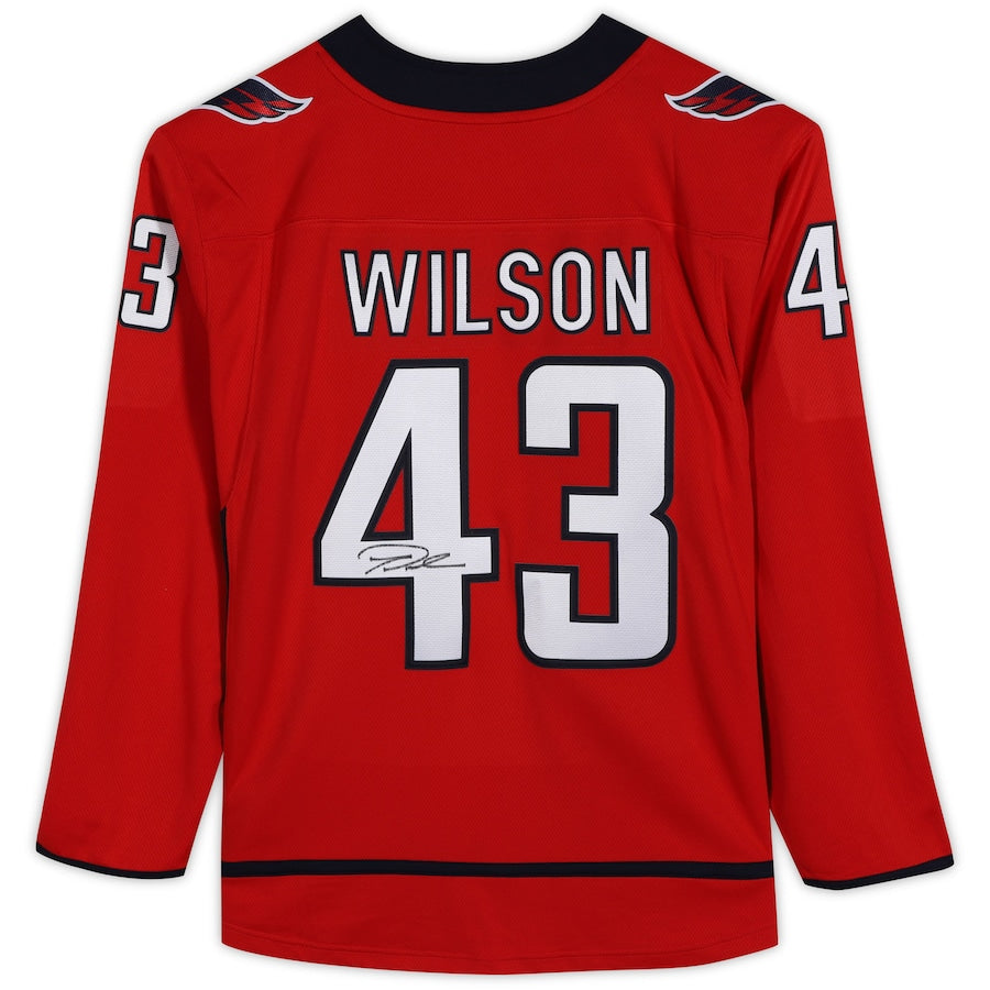 W.Capitals #43 Tom Wilson Supporters Authentic Autographed Breakaway Jersey Red Stitched American Hockey Jerseys