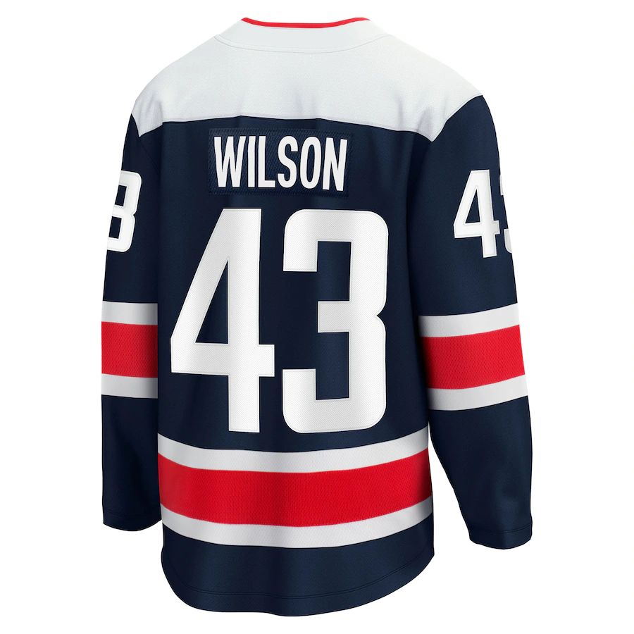 W.Capitals #43 Tom Wilson Supporters Branded 2020-21 Alternate Premier Breakaway Player Jersey Navy Stitched American Hockey Jerseys