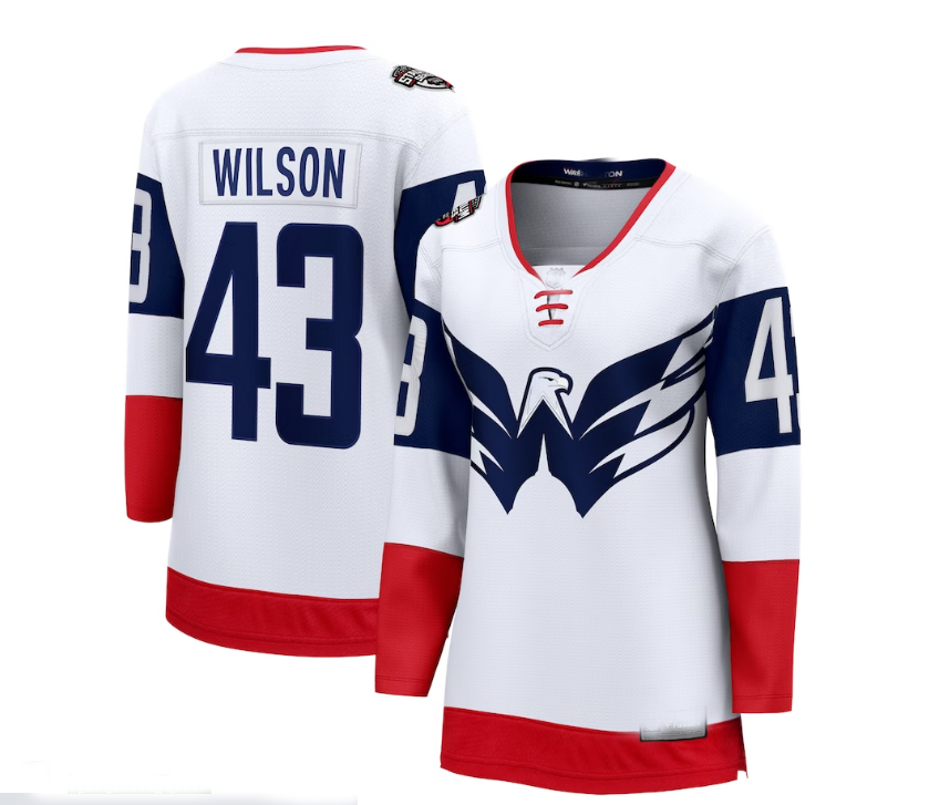 W.Capitals #43 Tom Wilson Supporters Branded 2023 NHL Stadium Series Breakaway Player Jersey - White Stitched American Hockey Jerseys
