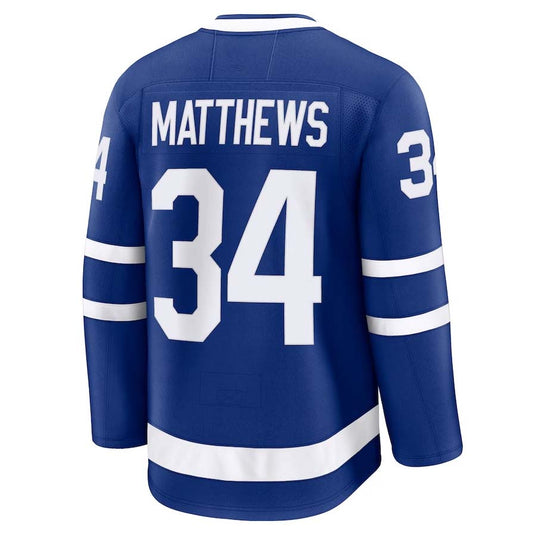 T.Maple Leafs #34 Auston Matthews Fanatics Captain Patch Home Premium Jersey - Blue Stitched American Hockey Jerseys