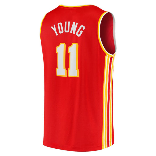 A.Hawks #11 Trae Young Fanatics Branded 2020-21 Fast Break Player Jersey Icon Edition Red Stitched American Basketball Jersey