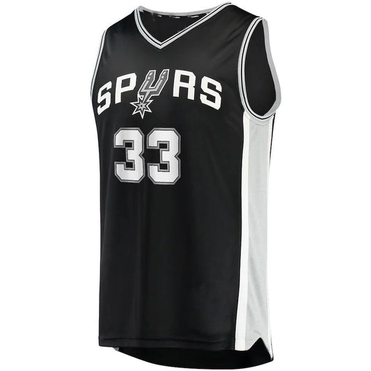 S.Antonio Spurs #33 Tre Jones Fanatics Branded 2021-22 Fast Break Replica Jersey  Icon Edition Black Stitched American Basketball Jersey