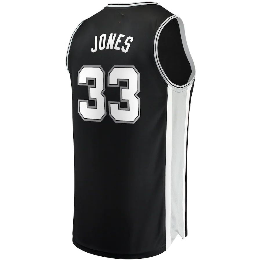 S.Antonio Spurs #33 Tre Jones Fanatics Branded Fast Break Replica Jersey  Icon Edition Black Stitched American Basketball Jersey