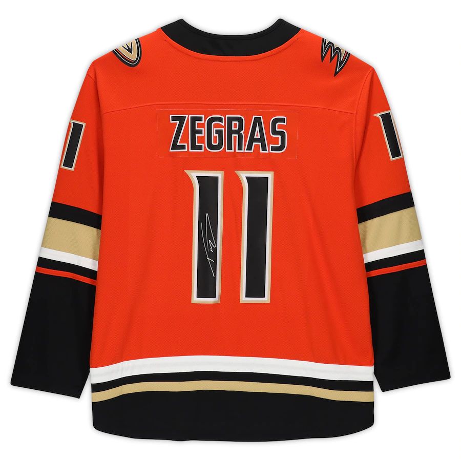 A.Ducks #11 Trevor Zegras Supporters Authentic Autographed  Authentic Jersey  Orange Stitched American Hockey Jerseys