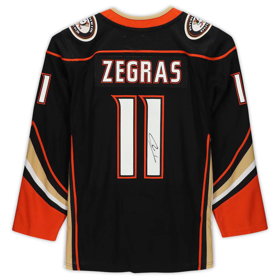 A.Ducks #11 Trevor Zegras Supporters Authentic Autographed Authentic Jersey Black Stitched American Hockey Jerseys