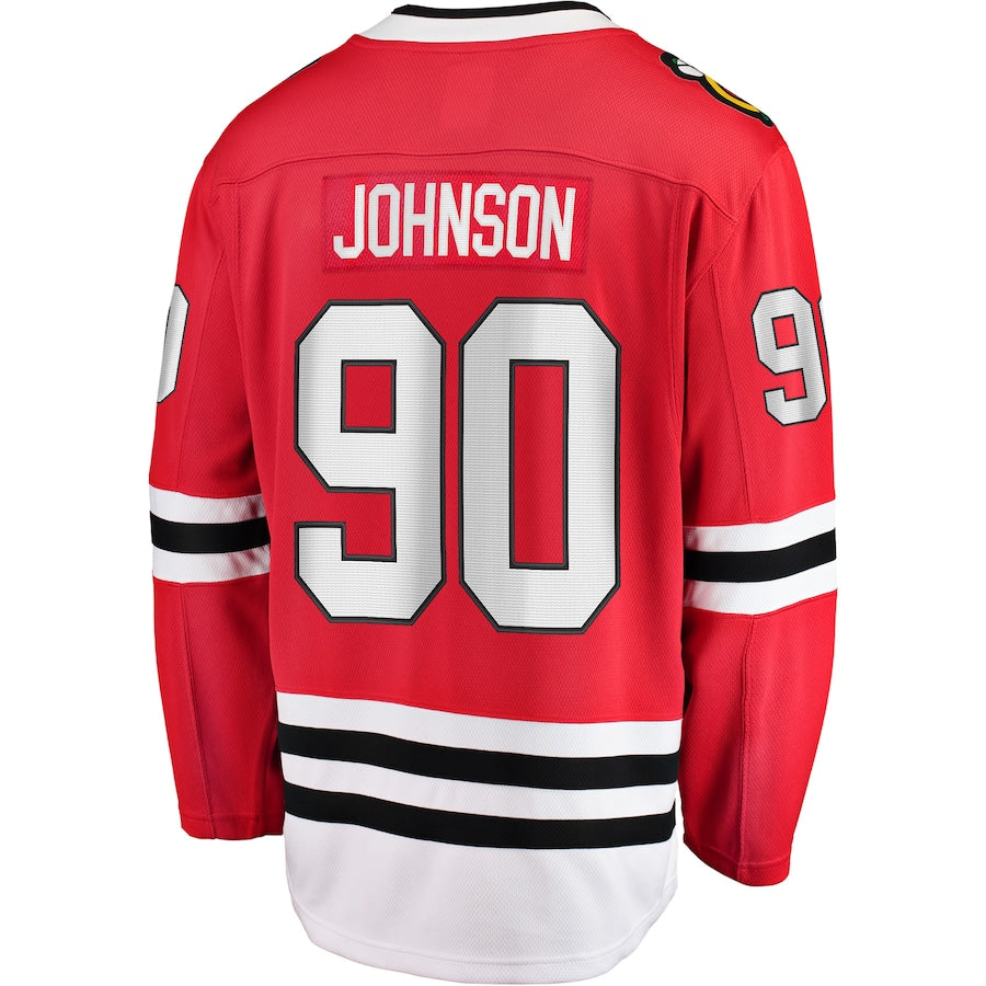 C.Blackhawks #90 Tyler Johnson Supporters Branded Home Team Breakaway Player Jersey Red Stitched American Hockey Jerseys