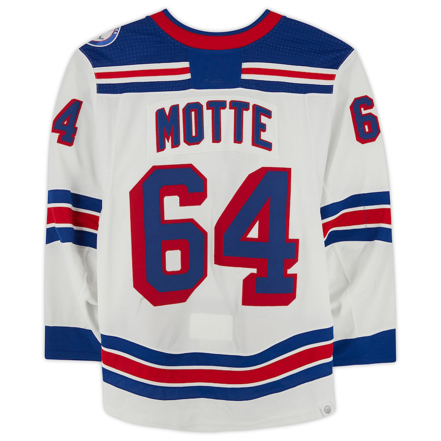 NY.Rangers #64 Tyler Motte Supporters Authentic Game-Used White Stitched American Hockey Jerseys