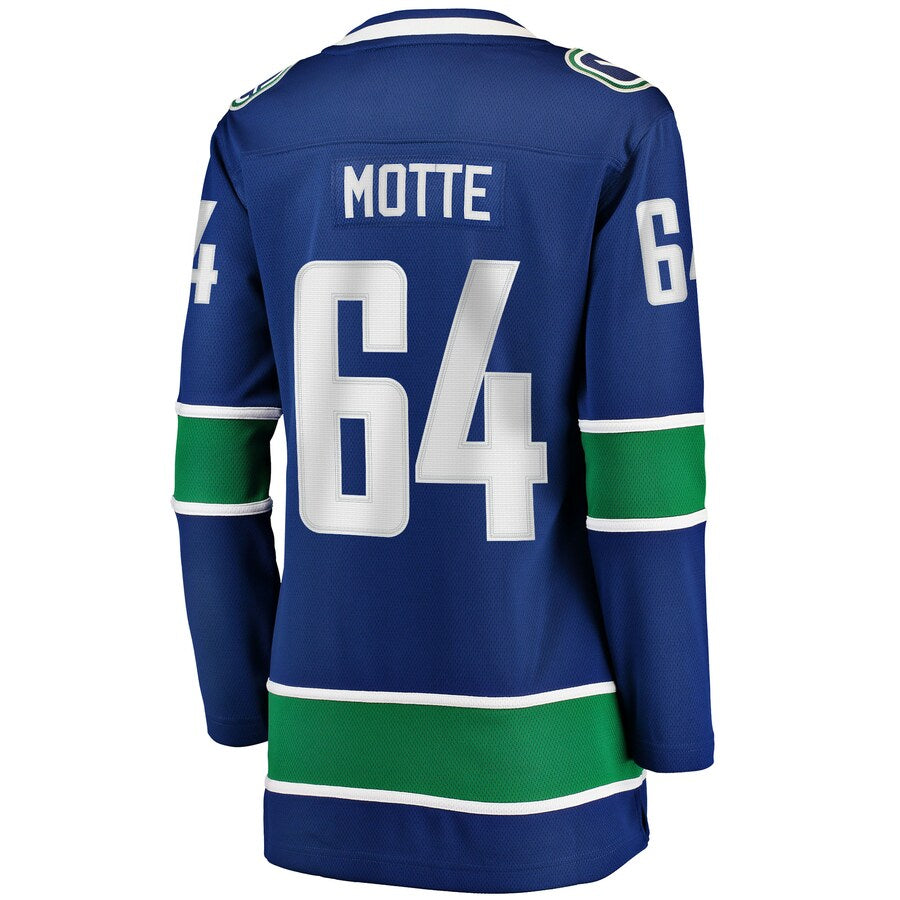 V.Canucks #64 Tyler Motte Supporters Branded Home Breakaway Player Jersey Blue Stitched American Hockey Jerseys