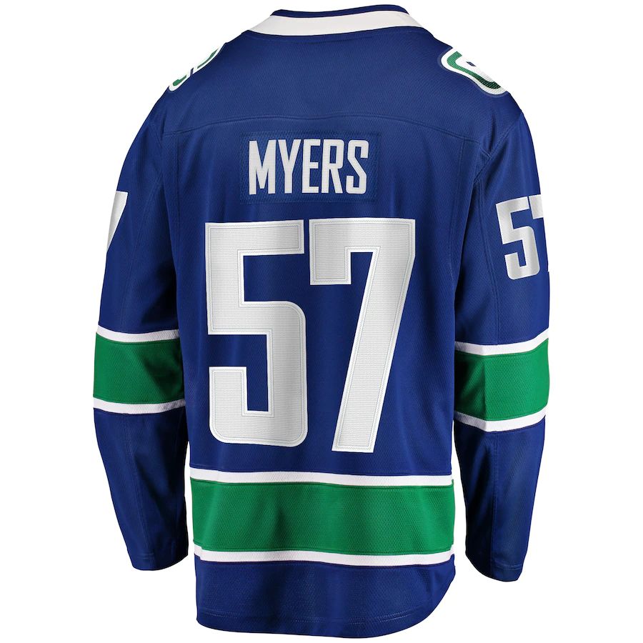 V.Canucks #57 Tyler Myers Supporters Branded Home Breakaway Player Jersey  Blue Stitched American Hockey Jerseys