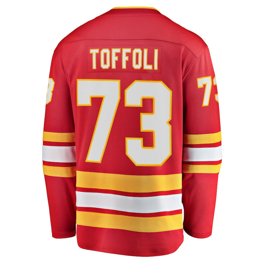 C.Flames #73 Tyler Toffoli Supporters Branded Home Breakaway Player Jersey Red Stitched American Hockey Jerseys