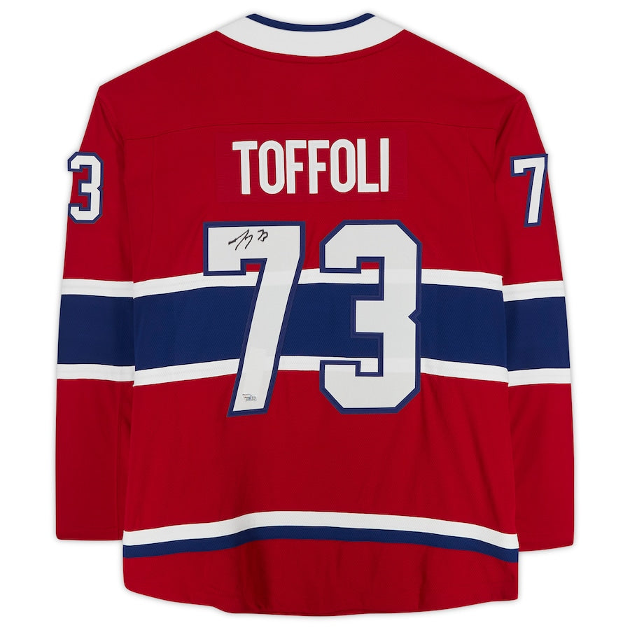 M.Canadiens #73 Tyler Toffoli Supporters Authentic Autographed Breakaway Jersey Red Stitched American Hockey Jerseys