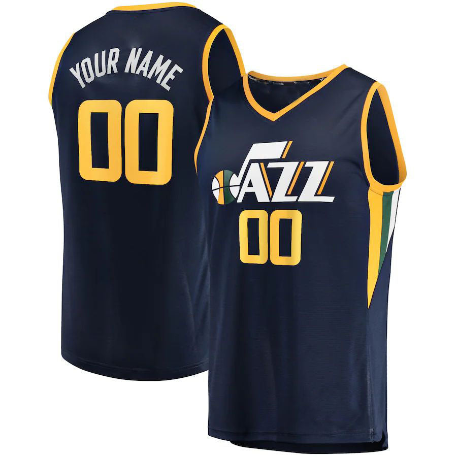 Custom U.Jazz Supporters Branded Fast Break Custom Replica Jersey Navy  Icon Edition Stitched Basketball Jersey