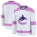 V.Canucks Supporters 2024 Hockey Fights Cancer Practice Jersey - White Stitched American Hockey Jerseys