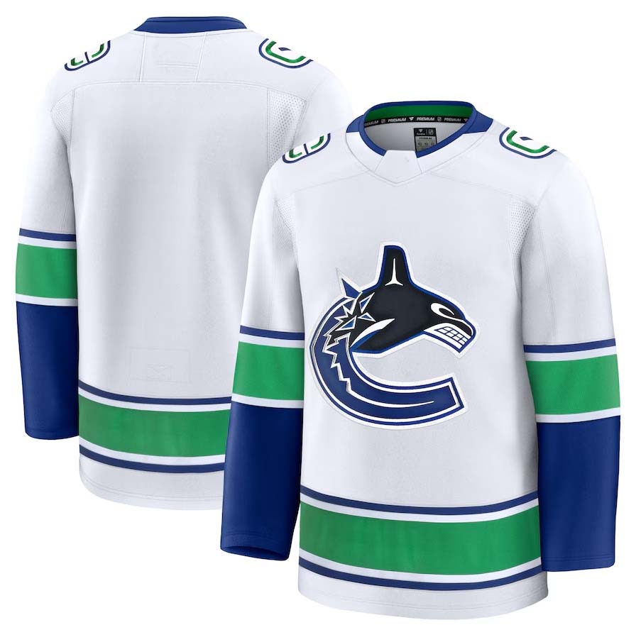 V.Canucks Supporters Away Premium Jersey - White Stitched American Hockey Jerseys