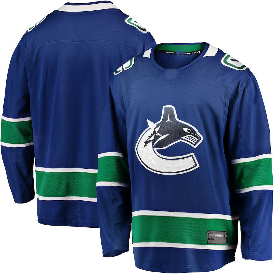 V.Canucks Supporters Branded Home Team Breakaway Jersey Blue Stitched American Hockey Jerseys