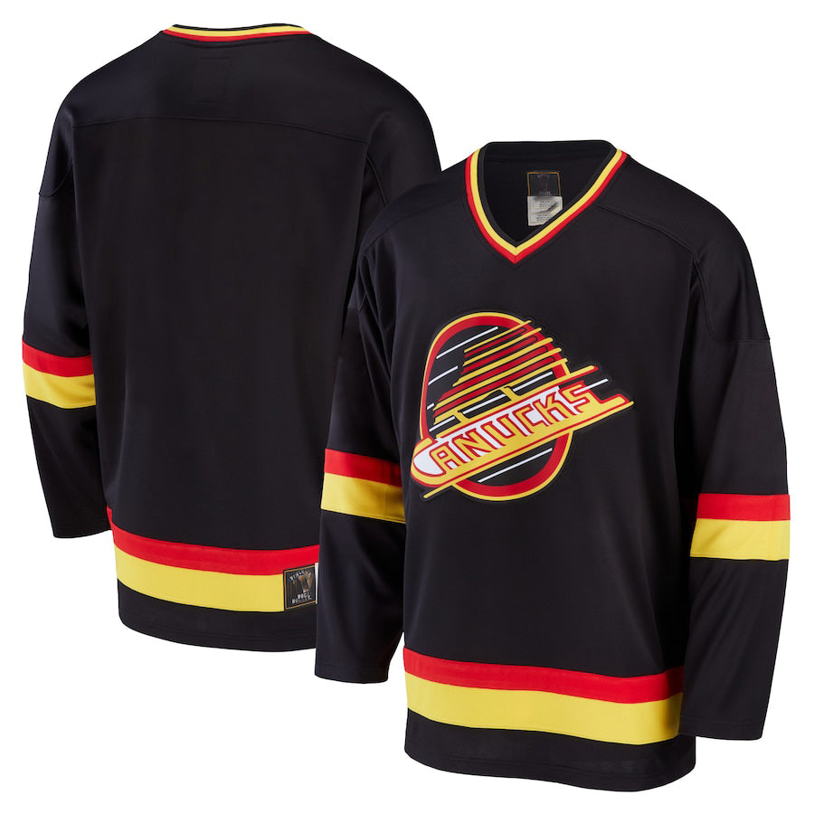 V.Canucks Supporters Branded Premier Breakaway Heritage Jersey Black Stitched American Hockey Jerseys