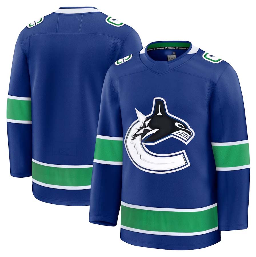 V.Canucks Supporters Home Premium Jersey - Blue Stitched American Hockey Jerseys