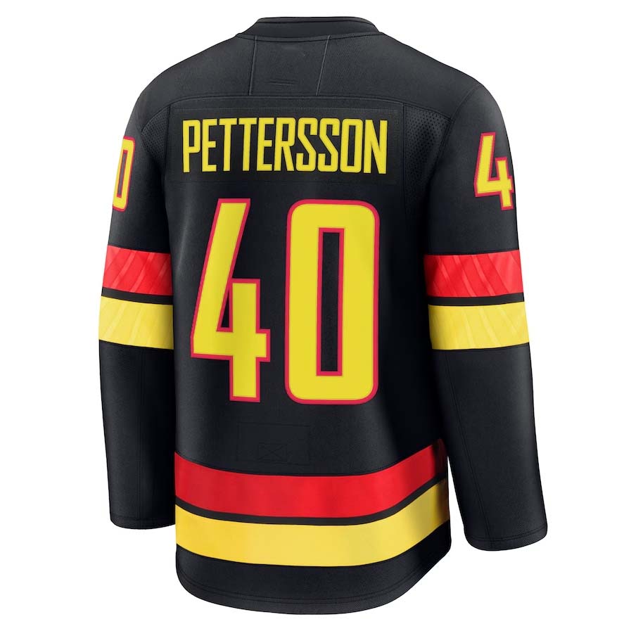 V.Canucks #40 Elias Pettersson Supporters Alternate Premium Jersey - Black Stitched American Hockey Jerseys