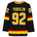 V.Canucks #92 Vasily Podkolzin Supporters Authentic Autographed Alternate Authentic Jersey Black Stitched American Hockey Jerseys