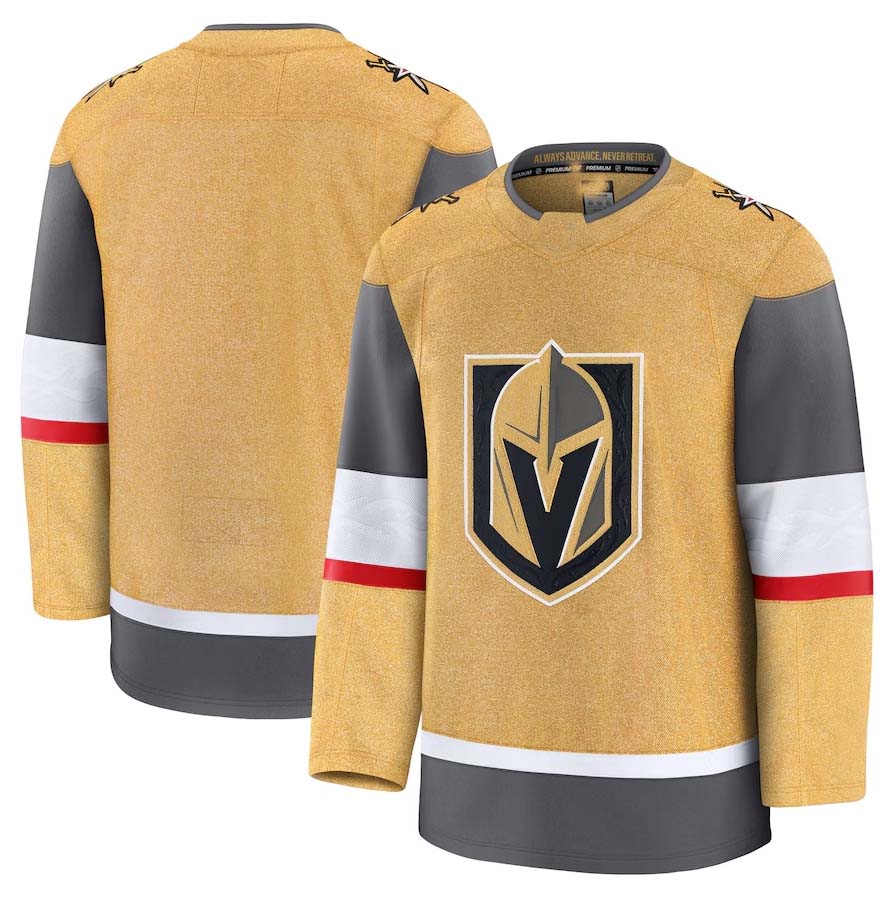V.Golden Knights Supporters Home Premium Jersey - Gold Stitched American Hockey Jerseys