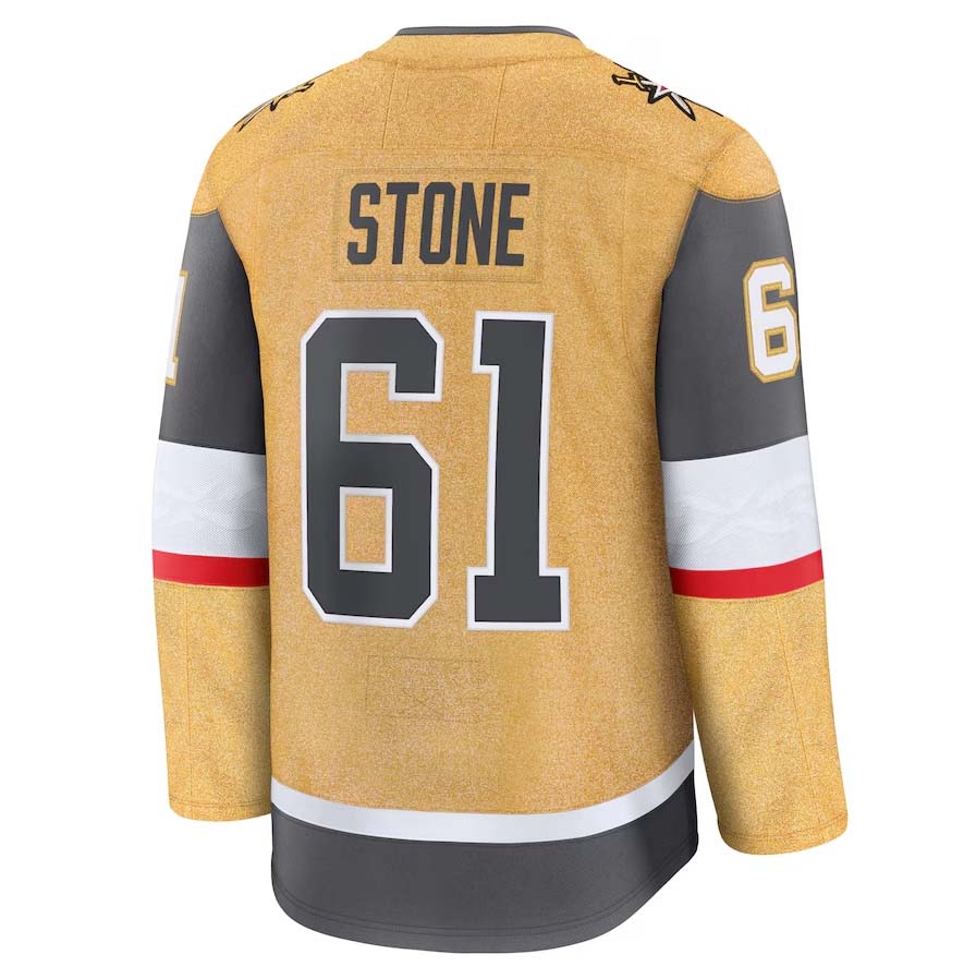 V.Golden Knights #61 Mark Stone Supporters Home Premium Jersey - Gold Stitched American Hockey Jerseys