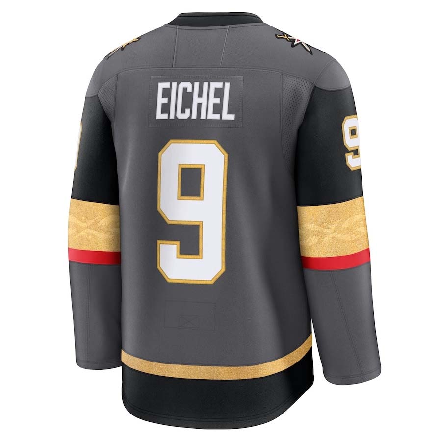 V.Golden Knights #9 Jack Eichel Supporters Alternate Premium Jersey - Gray Stitched American Hockey Jerseys