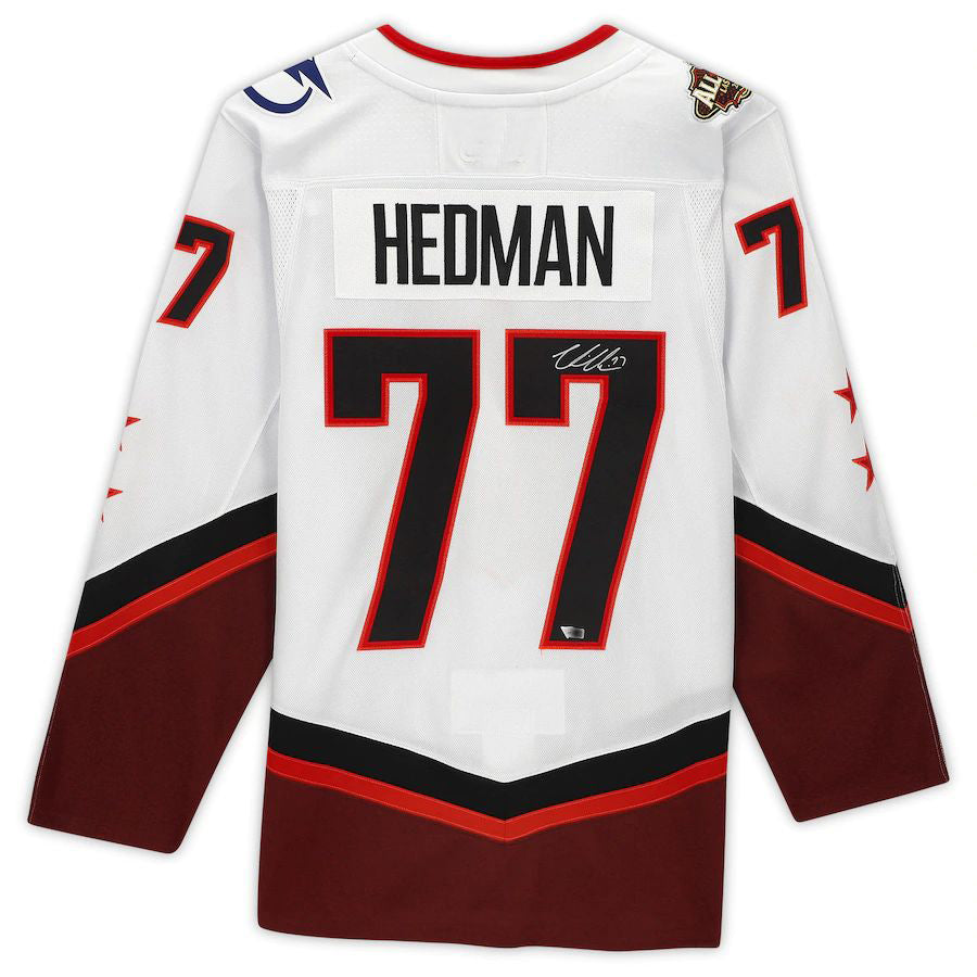 TB.Lightning #77 Victor Hedman Supporters Authentic Autographed 2022 All-Star Game White Stitched American Hockey Jerseys