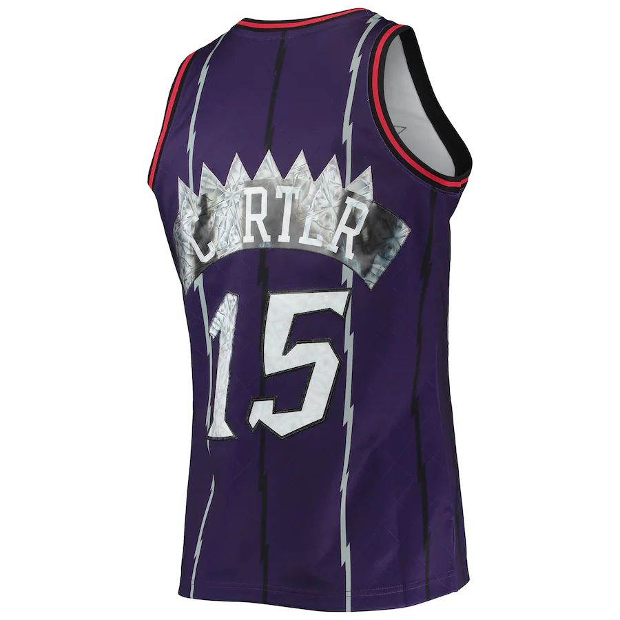T.Raptors #15 Vince Carter Mitchell & Ness 1996-97 Hardwood Classics N75th Anniversary Diamond Swingman Jersey Purple Stitched American Basketball Jersey