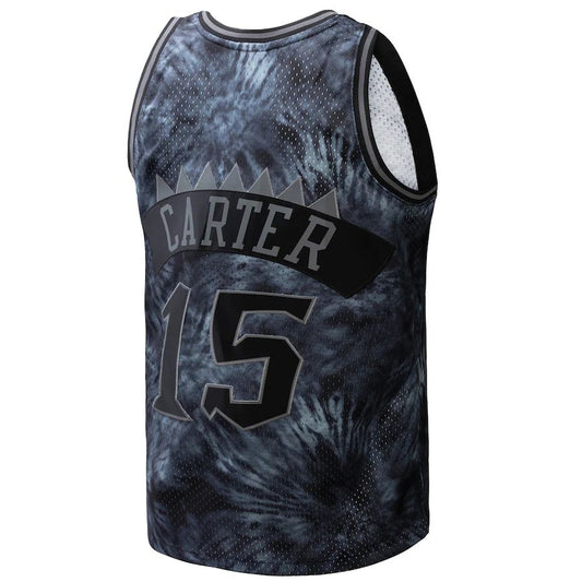 T.Raptors #15 Vince Carter Mitchell & Ness Unisex Hardwood Classics 1998-99 Tie-Dye Swingman Jersey Black Stitched American Basketball Jersey