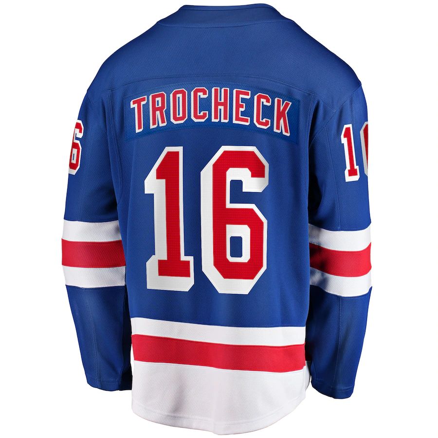 NY.Rangers #16 Vincent Trocheck Supporters Branded Home Breakaway Player Jersey  Blue Stitched American Hockey Jerseys