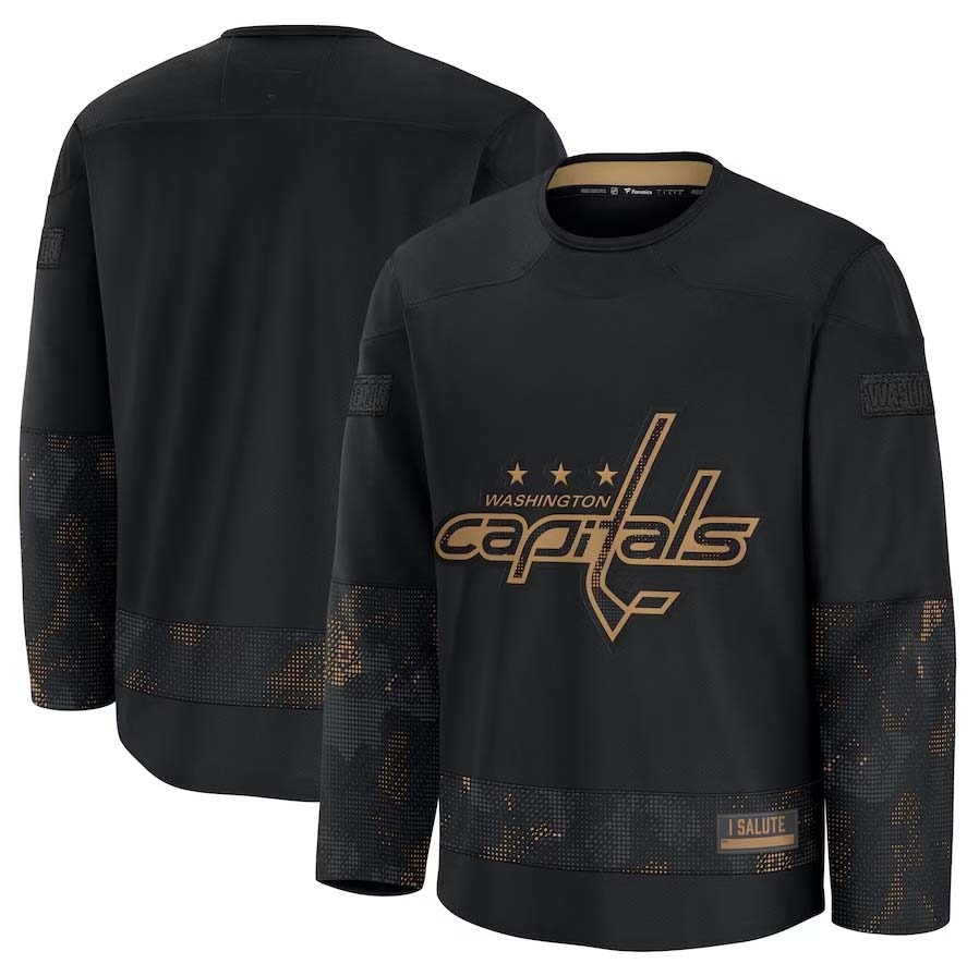 W.Capitals Supporters 2024 Military Appreciation Practice Jersey - Black Stitched American Hockey Jerseys