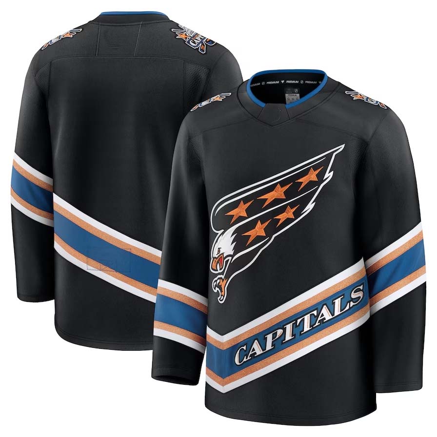 W.Capitals Supporters Alternate 50th Anniversary Premium Jersey - Black Stitched American Hockey Jerseys
