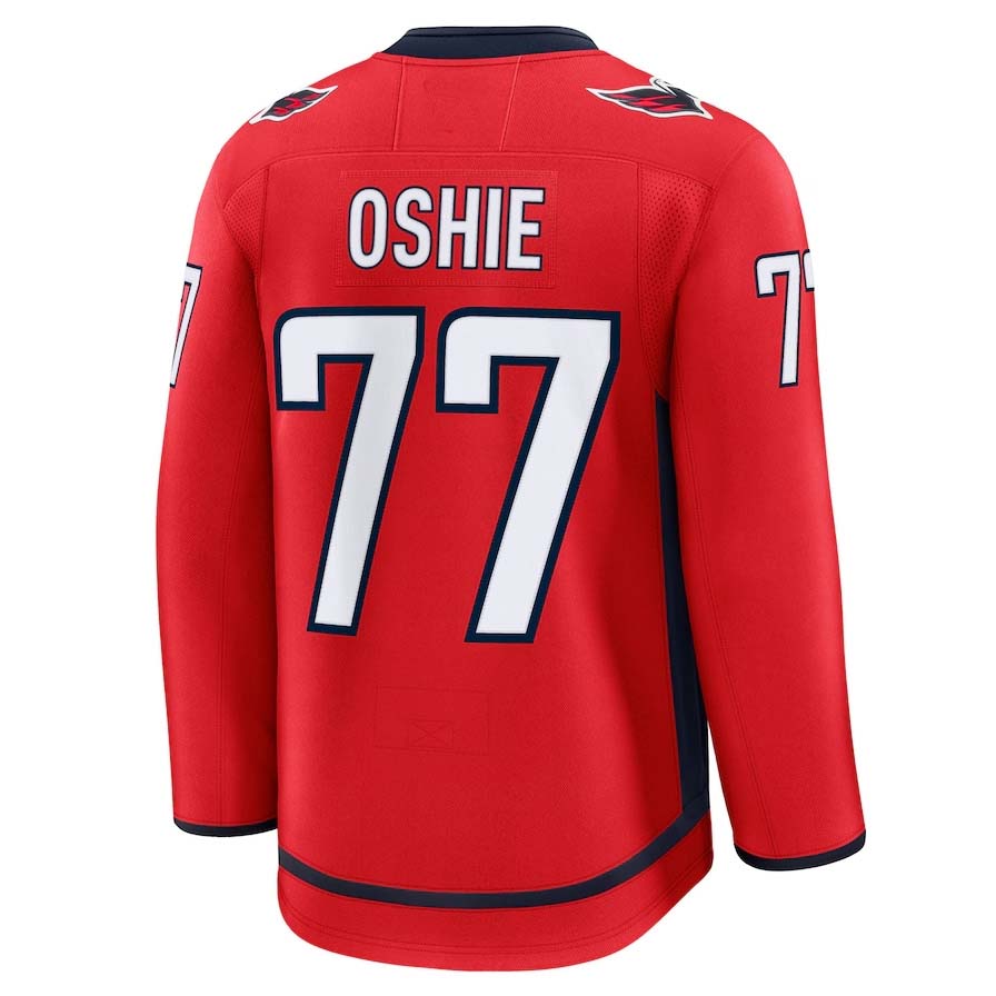 W.Capitals #77 TJ Oshie Supporters Home Premium Jersey - Red Stitched American Hockey Jerseys