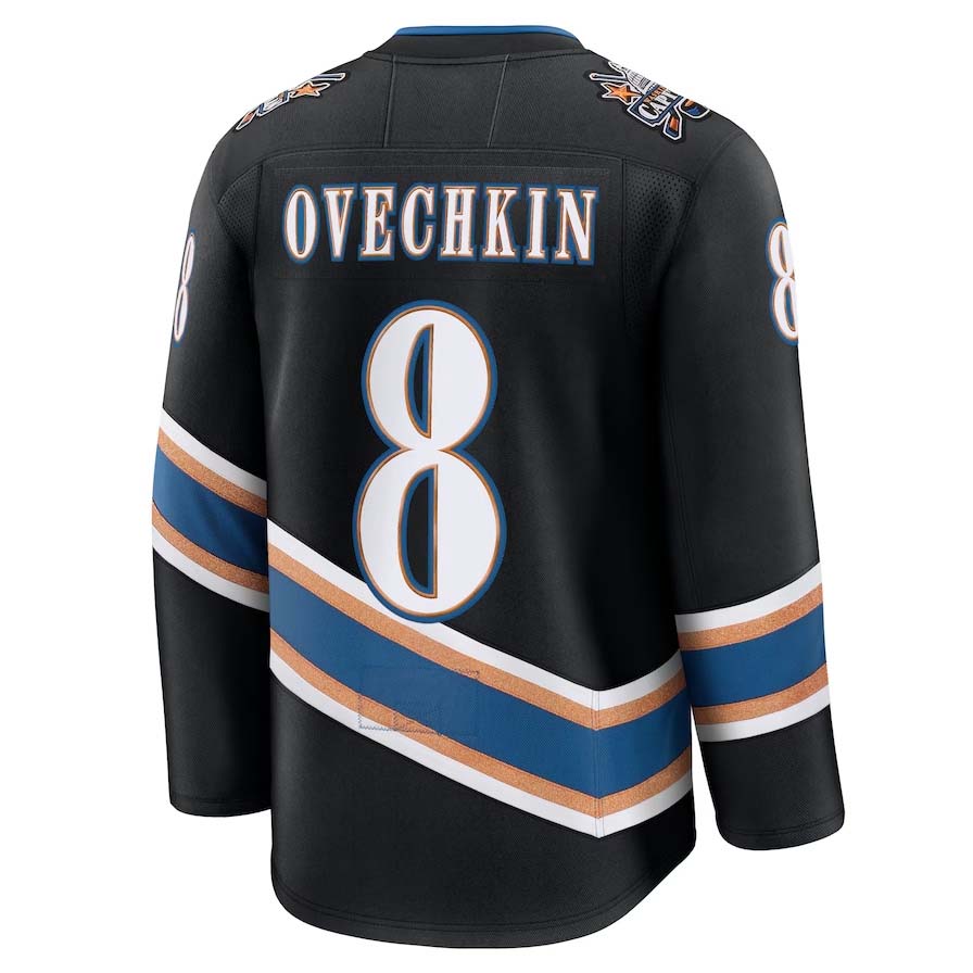 W.Capitals #8 Alexander Ovechkin Supporters Alternate 50th Anniversary Premium Jersey - Black Stitched American Hockey Jerseys