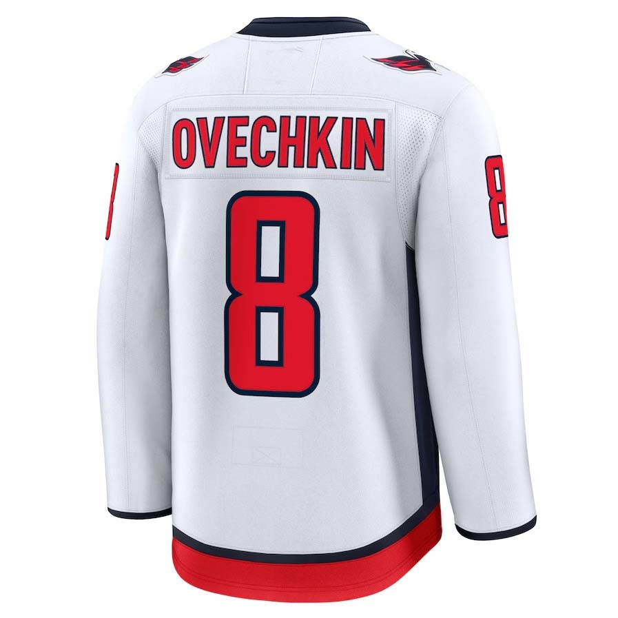 W.Capitals #8 Alexander Ovechkin Supporters Away Premium Jersey - White Stitched American Hockey Jerseys
