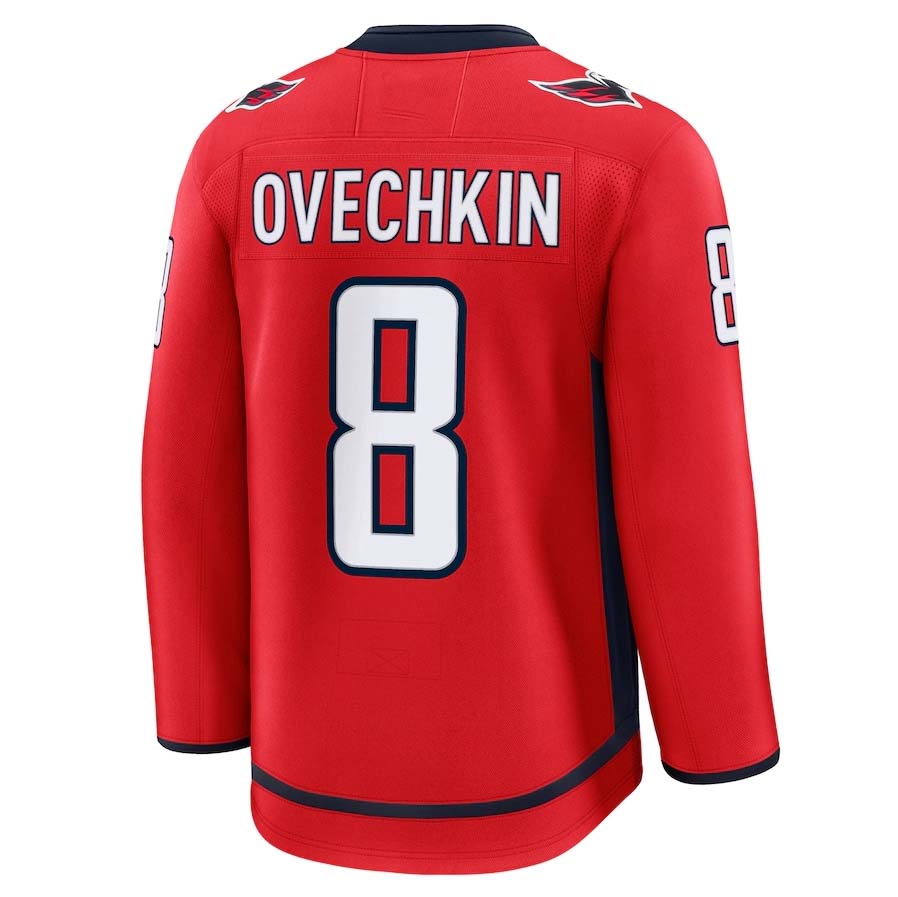 W.Capitals #8 Alexander Ovechkin Supporters Home Premium Jersey - Red Stitched American Hockey Jerseys